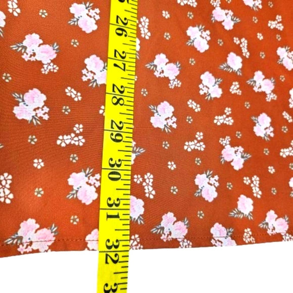 Womens Floral Rust Orange Midi Dress Back Zip Spaghetti Straps Slip Size Large - Picture 8 of 11